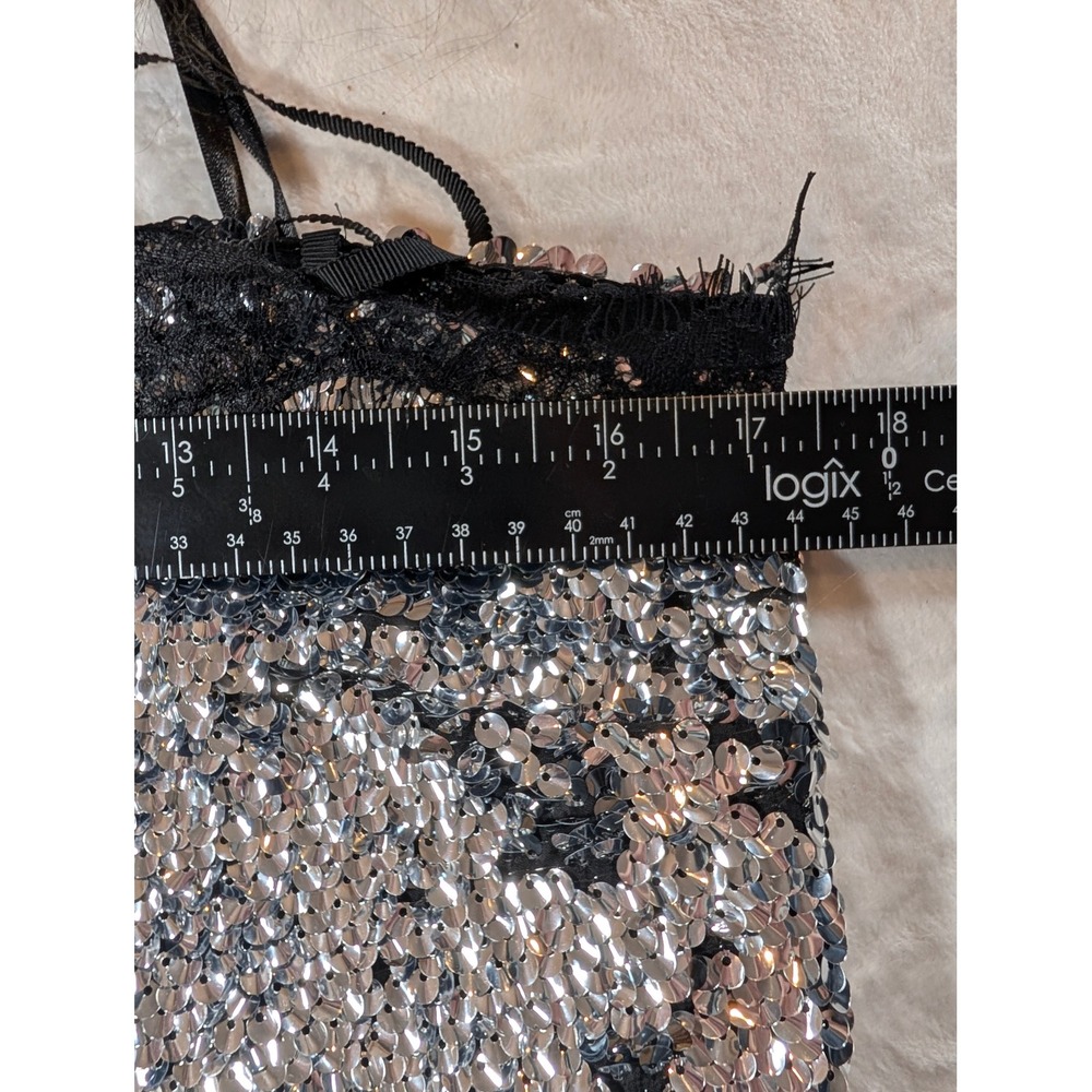Lilly Sisto x Gianna Bini Allegra Sequin Lace Slip Dress Silver Size 6 NWT - Picture 12 of 12